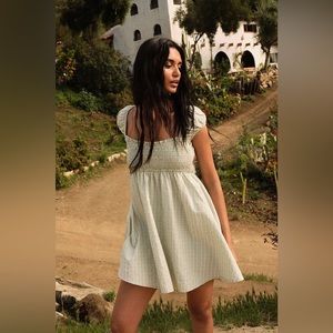 Free People Daphne Novelty Mini Dress Gingham Baby Doll Size S